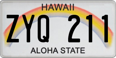 HI license plate ZYQ211