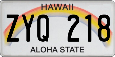 HI license plate ZYQ218