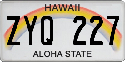 HI license plate ZYQ227