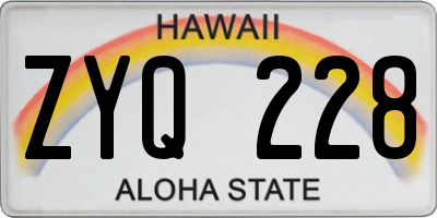 HI license plate ZYQ228