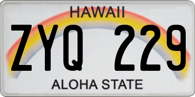 HI license plate ZYQ229