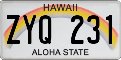 HI license plate ZYQ231