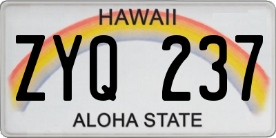 HI license plate ZYQ237