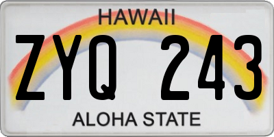 HI license plate ZYQ243