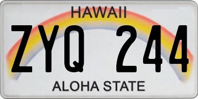 HI license plate ZYQ244