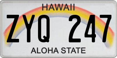 HI license plate ZYQ247