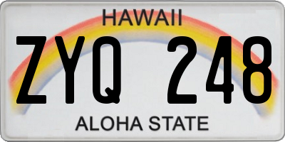HI license plate ZYQ248