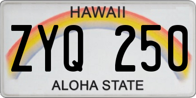 HI license plate ZYQ250