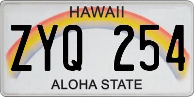 HI license plate ZYQ254