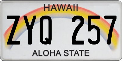 HI license plate ZYQ257