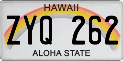 HI license plate ZYQ262