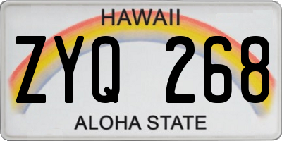 HI license plate ZYQ268