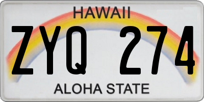 HI license plate ZYQ274