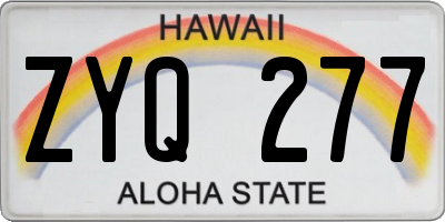 HI license plate ZYQ277