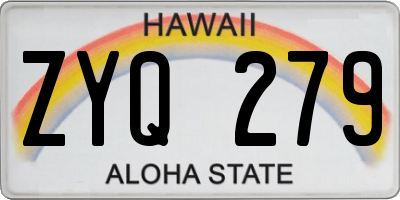 HI license plate ZYQ279