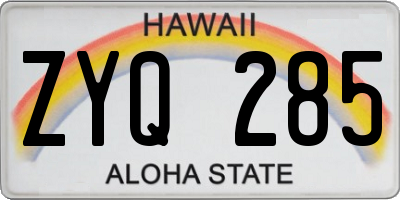 HI license plate ZYQ285