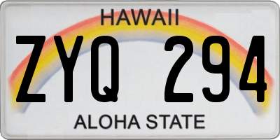 HI license plate ZYQ294