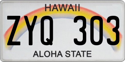 HI license plate ZYQ303