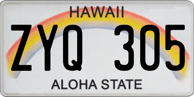 HI license plate ZYQ305