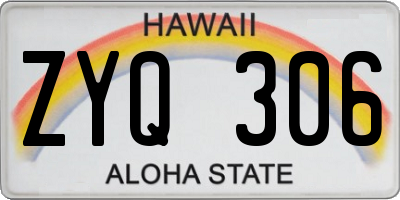 HI license plate ZYQ306