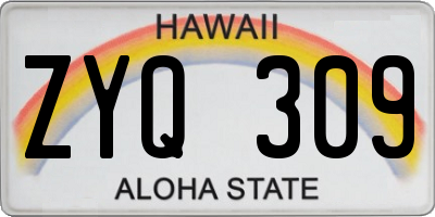 HI license plate ZYQ309