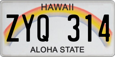 HI license plate ZYQ314