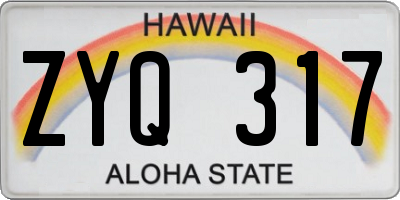 HI license plate ZYQ317