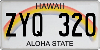 HI license plate ZYQ320