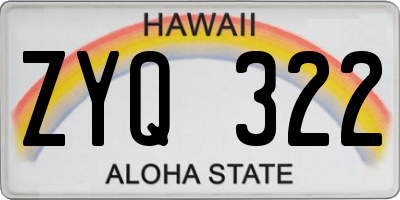 HI license plate ZYQ322