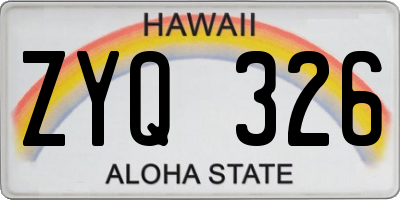 HI license plate ZYQ326