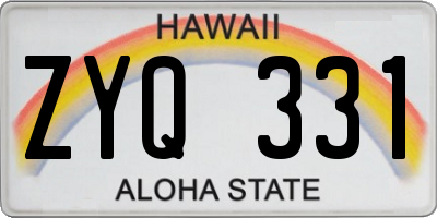 HI license plate ZYQ331