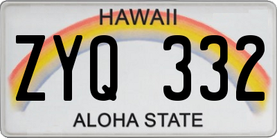 HI license plate ZYQ332