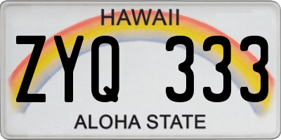 HI license plate ZYQ333