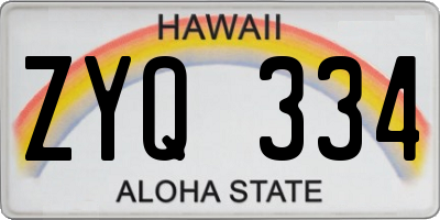 HI license plate ZYQ334