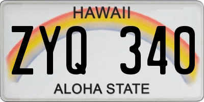 HI license plate ZYQ340