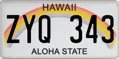 HI license plate ZYQ343