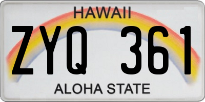 HI license plate ZYQ361