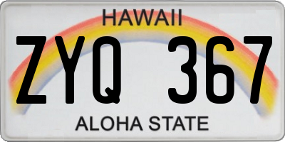 HI license plate ZYQ367