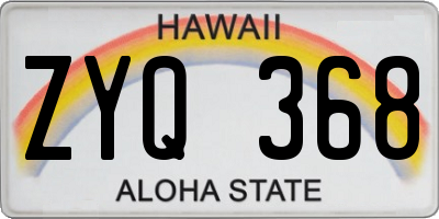 HI license plate ZYQ368