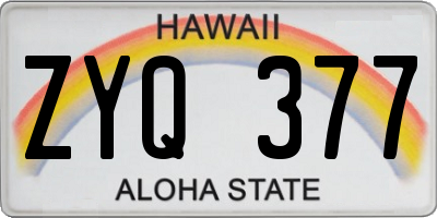HI license plate ZYQ377