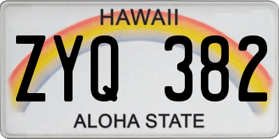 HI license plate ZYQ382