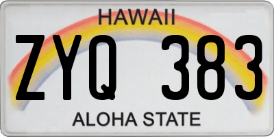 HI license plate ZYQ383