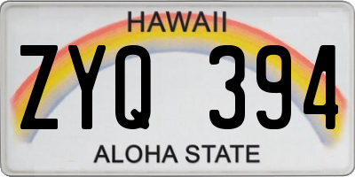 HI license plate ZYQ394