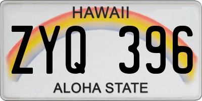 HI license plate ZYQ396