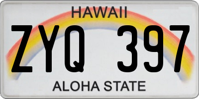 HI license plate ZYQ397