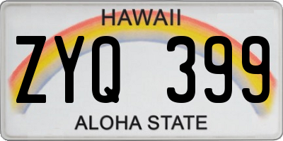 HI license plate ZYQ399