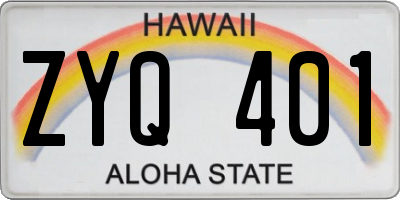 HI license plate ZYQ401