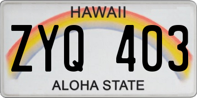 HI license plate ZYQ403