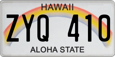 HI license plate ZYQ410
