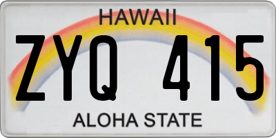 HI license plate ZYQ415